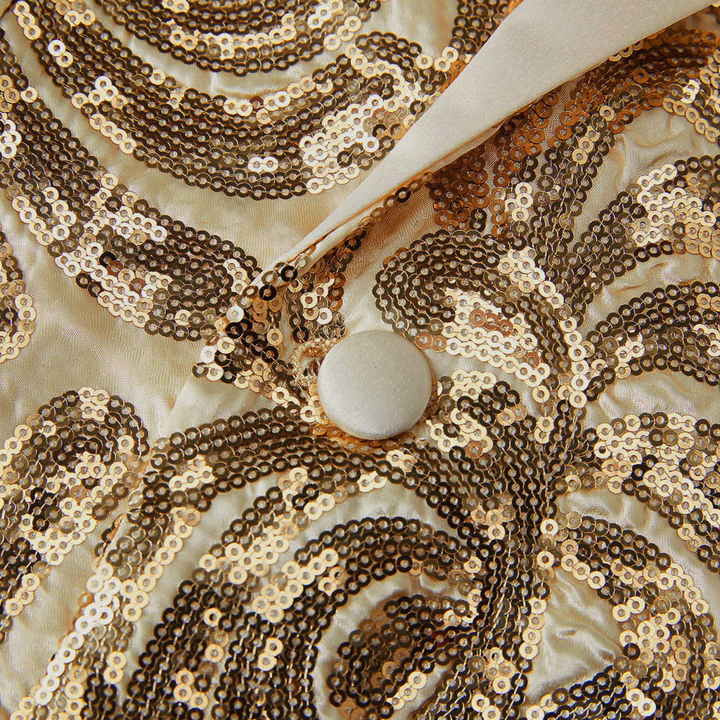 Casual Suit Menswear Men's Gold Retro Floral Sequins