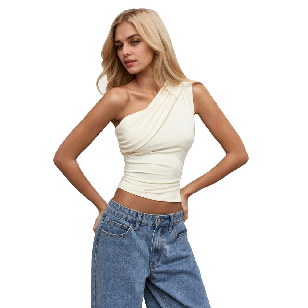 Off-shoulder Top With Slanted Neckline For Sheer Alluring Look