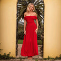 Deep-red Off-the-shoulder Evening Gown In A Celebrity-inspired Style