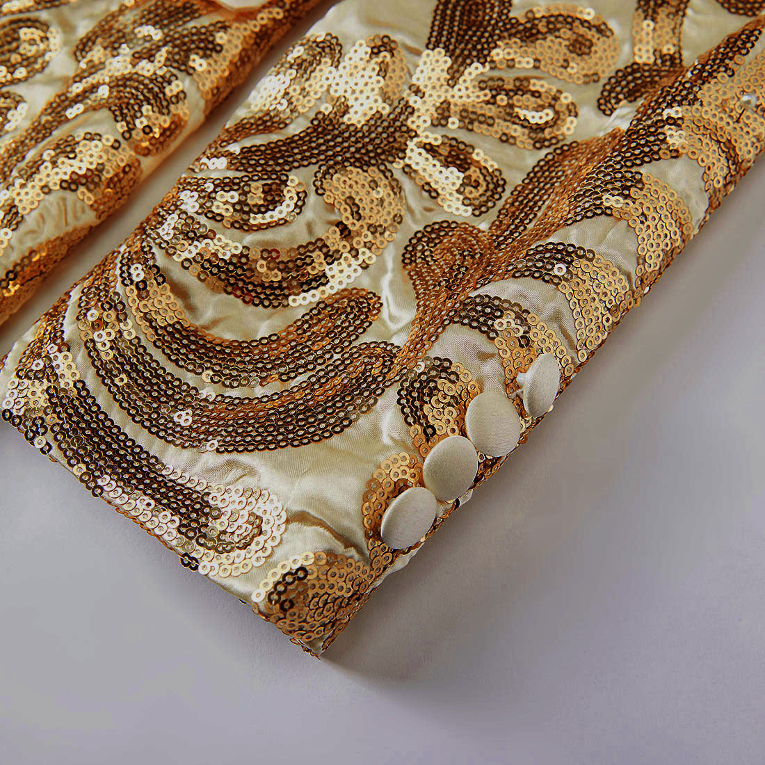 Casual Suit Menswear Men's Gold Retro Floral Sequins