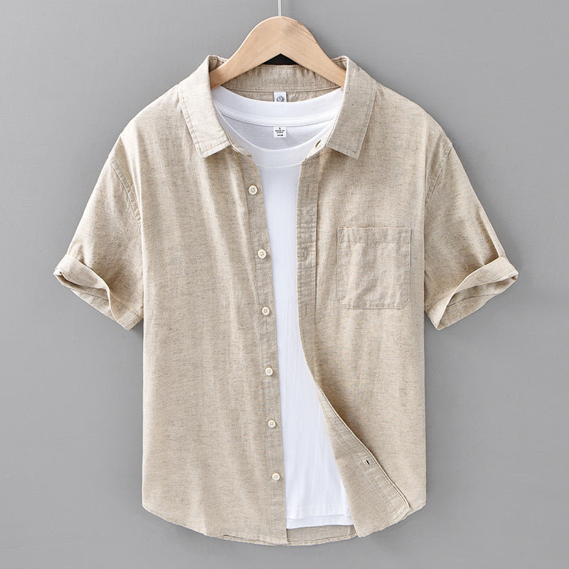 Thin Menswear Linen Short Sleeve Shirt