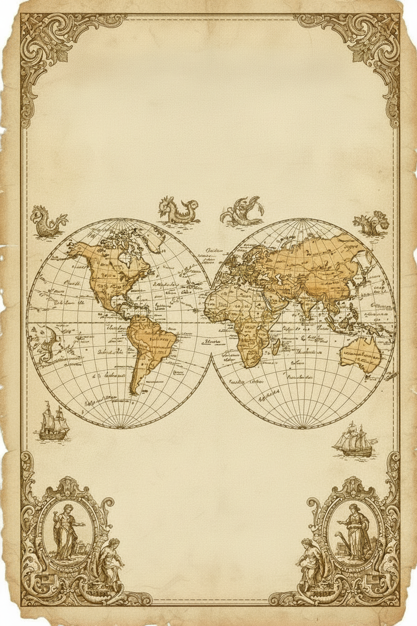 Classic World Map Vintage