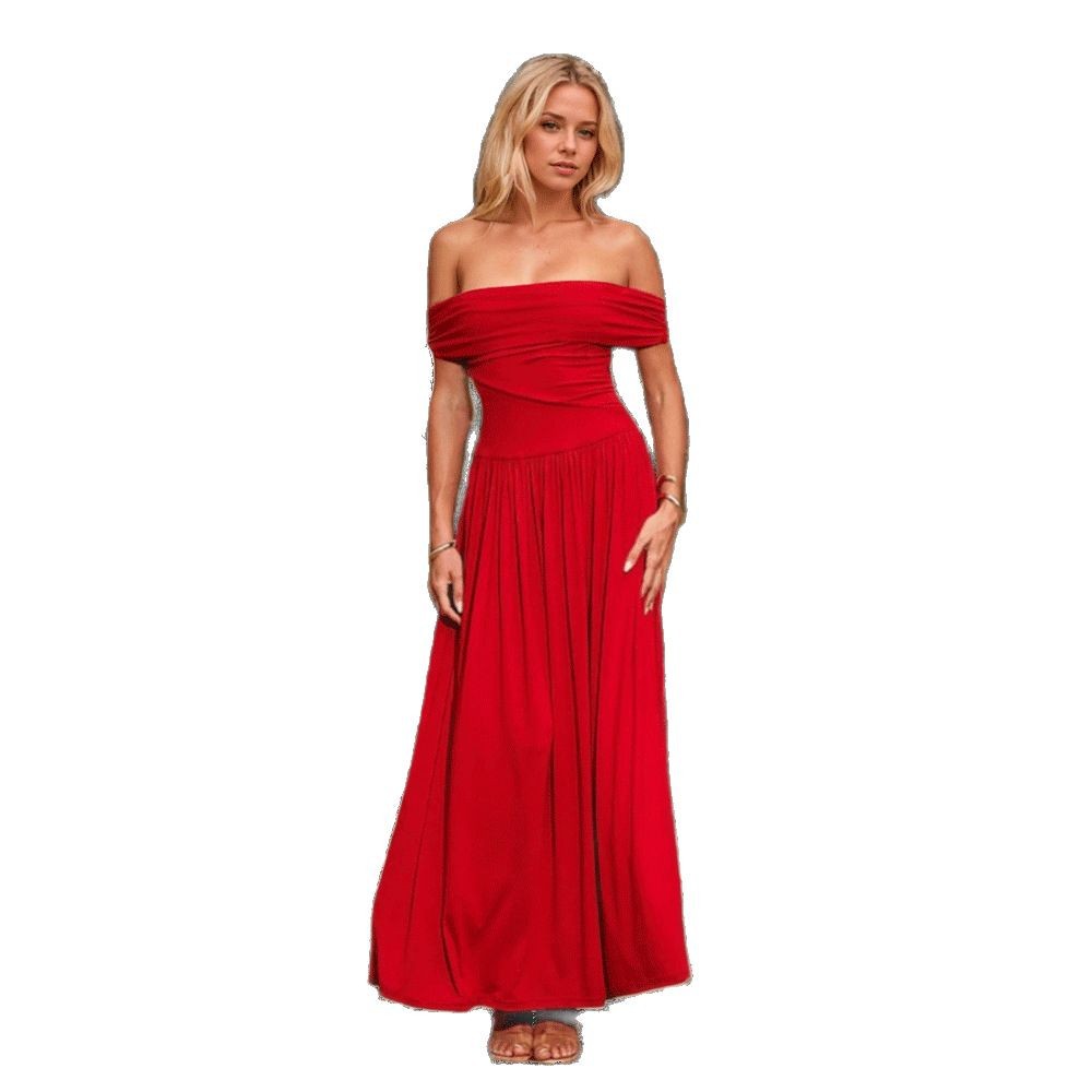 Deep-red Off-the-shoulder Evening Gown In A Celebrity-inspired Style