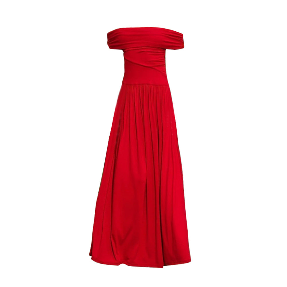 Deep-red Off-the-shoulder Evening Gown In A Celebrity-inspired Style